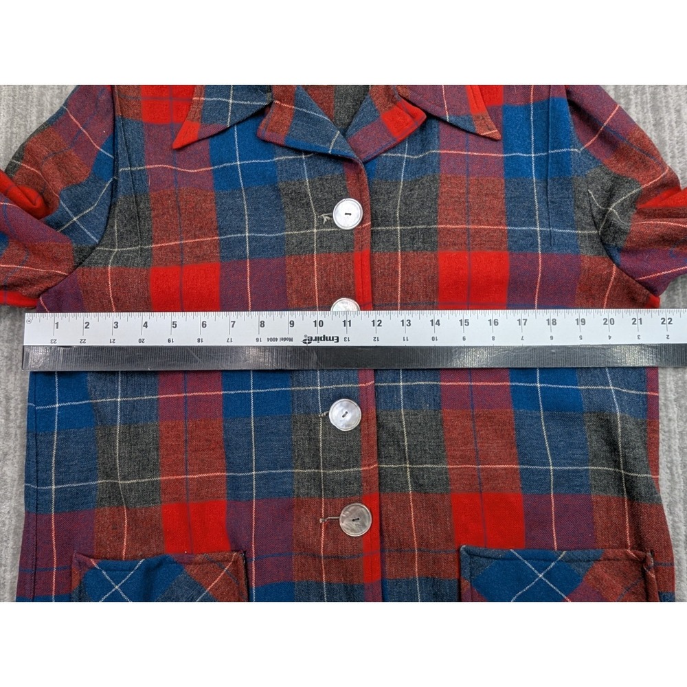 Vintage 50s Pendleton Cardigan Sweater Womens Medium Tartan Plaid 100% Wool USA - Picture 14 of 15